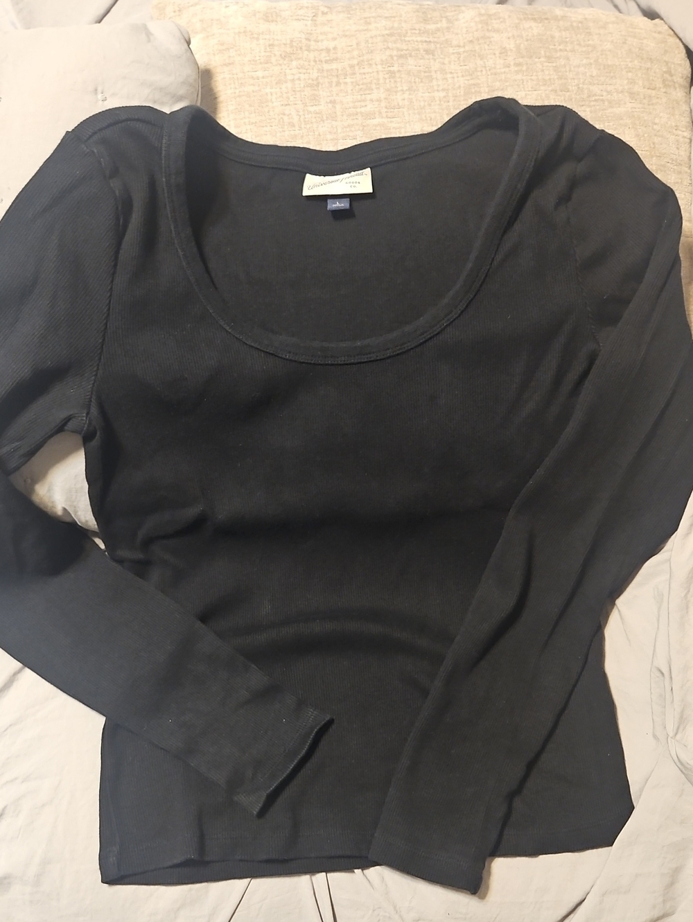 Universal Thread Black Scoop Neck Ribbed Long Sleeve Top
